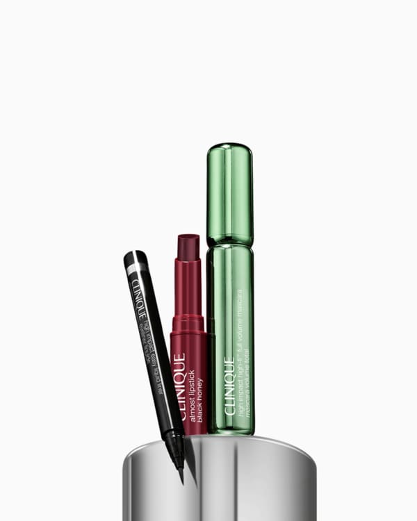 Makeup Bag Must-Haves Set<br>מארז איפור עיניים ושפתיים, מארז 3 מוצרים איפור עם מסקרה High-Fi בגודל מלא!